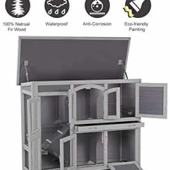 Mia's Pet Supply Aivituvin 47" Two Story Rabbit Hutch Bunny Cage Rabbit Houses & Accessories