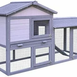 Mia's Pet Supply PawHut Large Outdoor Raised Painted Deluxe Wood Rabbit Hutch
