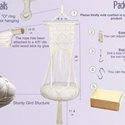 Buy ๐ Mia's Pet Supply Macrame Cat Hammock With Catnip Cushion And Hanging Kit Cat Toys ๐ 16 Mia's Pet Supply Macrame Cat Hammock With Catnip Cushion And Hanging Kit Cat Toys