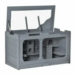 Promo ✨ Mia's Pet Supply PawHut Wooden Hamster Cage Rodent Small Animal Hutch With Seesaw, L 🌟 16 Mia's Pet Supply PawHut Wooden Hamster Cage Rodent Small Animal Hutch With Seesaw, L