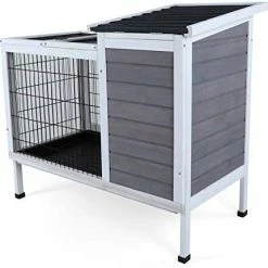 Mia's Pet Supply Petsfit Wood Rabbit Cage With Deeper Not Leakage Removable Tray Rabbit Houses & Accessories