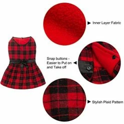 Mia's Pet Supply Apparel Plaid Fleece Dress Dog Jacket For Large Dogs
