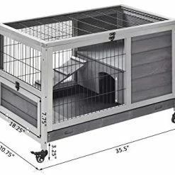 Mia's Pet Supply Rabbit Houses & Accessories PawHut Wooden Indoor Rabbit Hutch Elevated Cage Habitat