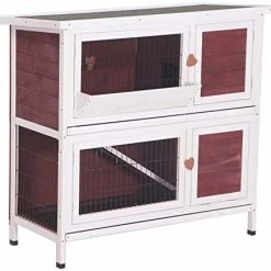 Mia's Pet Supply Lovupet 43inch 2-Story Elevated Stacked Outdoor Wooden Rabbit Hutch