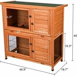 Mia's Pet Supply Rabbit Houses & Accessories 2 Story Outdoor Wooden Bunny Cage Rabbit Hutch