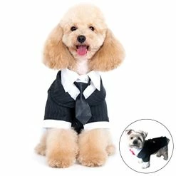 Mia's Pet Supply Oscar Formal Tuxedo With Black Tie And Red Bow Tie Apparel