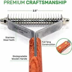 Mia's Pet Supply PawsPamper Extra Wide Undercoat Rake For Medium To Large Dogs, Cats - 20 Blade Hygiene