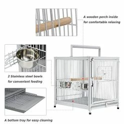 Mia's Pet Supply Aviary & Perches Heavy Duty Wrought Iron Travel Bird Cage Carrier