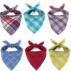 Mia's Pet Supply Freewindo Dog Bandana Set, 6PCS Reversible Plaid Dog Bandanas, Apparel