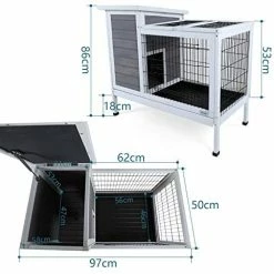 Mia's Pet Supply Petsfit Wood Rabbit Cage With Deeper Not Leakage Removable Tray Rabbit Houses & Accessories