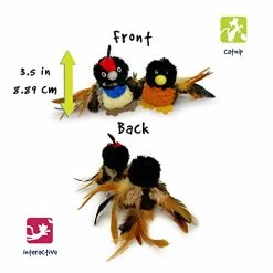Mia's Pet Supply Cat Toys Soft Plush Boredom Relief Interactive Catnip Filled Cat Toy With Realistic Feathers