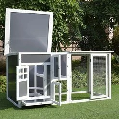 Mia's Pet Supply Chicken Coop Cages PawHut 63" Chicken Coop Wooden Hen House Rabbit Hutch Poultry Cage