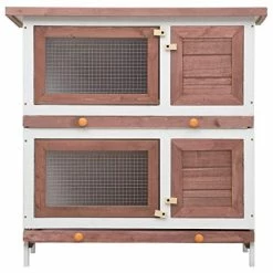 Mia's Pet Supply VidaXL Outdoor Rabbit Hutch 4 Doors Weather Resistant Rabbit Houses & Accessories