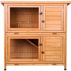 Mia's Pet Supply Rabbit Houses & Accessories 2 Story Outdoor Wooden Bunny Cage Rabbit Hutch