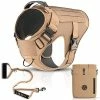 Mia's Pet Supply Tactical Dog Harness Bundle Includes Tactical Leash & Tactical Bag. Working Dog MOLLE Vest With Handle, No Pulling Front Leash Clip, Hook & Dog Patch. (M (Neck:16"-22" ; Chest:25"-31"), Peanut Brown) Leashes And Harness