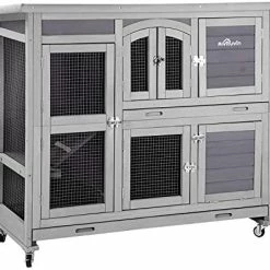 Mia's Pet Supply Aivituvin 47" Two Story Rabbit Hutch Bunny Cage Rabbit Houses & Accessories