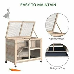 Mia's Pet Supply PawHut 2-Story Large Wooden Rabbit Hutch Pet House Bunny Cage Small Animal Habitat