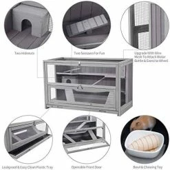 Mia's Pet Supply Aivituvin Rabbit Hutch, Wooden Bunny Cages Indoor Rabbit Houses & Accessories