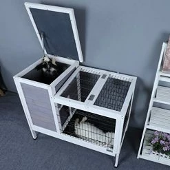 Mia's Pet Supply Petsfit Wood Rabbit Cage With Deeper Not Leakage Removable Tray Rabbit Houses & Accessories
