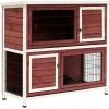Mia's Pet Supply PawHut 48" 2-Story Elevated Stacked Wooden Rabbit Hutch