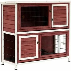 Mia's Pet Supply PawHut 48" 2-Story Elevated Stacked Wooden Rabbit Hutch