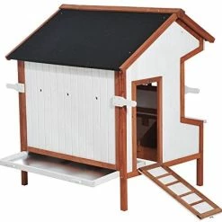 Budget 👍 Mia's Pet Supply Chicken Coop Cages PawHut 43" Raised Portable Backyard Wooden Cottage Chicken Coop 🎁 11 Mia's Pet Supply Chicken Coop Cages PawHut 43