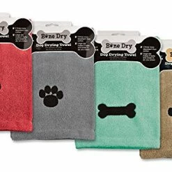 Mia's Pet Supply DII Bone Dry Microfiber Dog Bath Towel With Embroidered Paw Print Hygiene