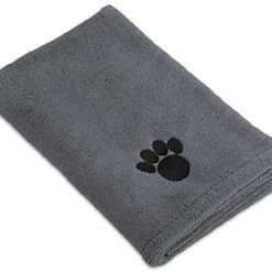 Mia's Pet Supply DII Bone Dry Microfiber Dog Bath Towel With Embroidered Paw Print Hygiene