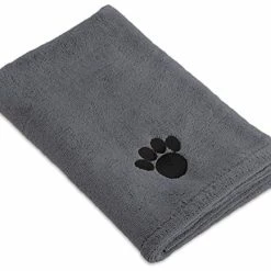 Mia's Pet Supply DII Bone Dry Microfiber Dog Bath Towel With Embroidered Paw Print Hygiene