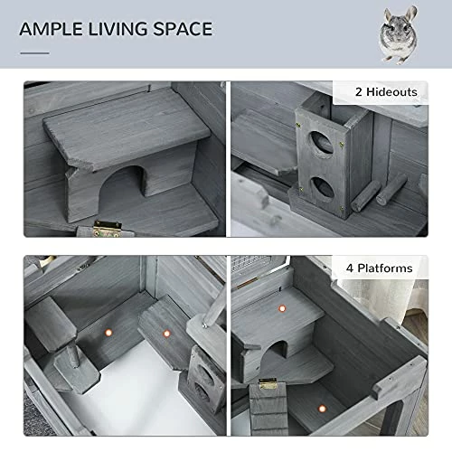 Promo ✨ Mia's Pet Supply PawHut Wooden Hamster Cage Rodent Small Animal Hutch With Seesaw, L 🌟 5 Mia's Pet Supply PawHut Wooden Hamster Cage Rodent Small Animal Hutch With Seesaw, L