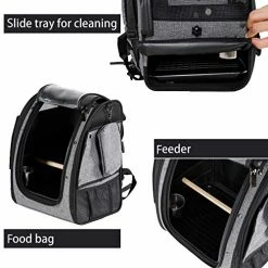 Mia's Pet Supply Petsfit Bird Carrier With Stainless Steel Bowl, Slide Tray