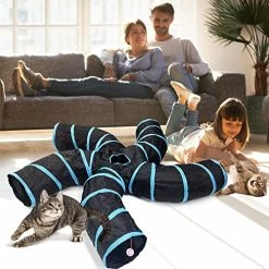 Mia's Pet Supply S-Type Cat Tunnel, 2 Way/3 Way/4 Way/5 Way Collapsible S-Shape