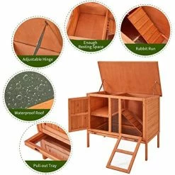 Cheap 🔥 Mia's Pet Supply Rabbit Hutch 2-Tier 40" Rabbit Cage Outdoor Large Wooden Bunny House 🔔 11 Mia's Pet Supply Rabbit Hutch 2-Tier 40