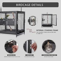 Mia's Pet Supply VIVOHOME 18 Inch Wrought Iron Bird Travel Carrier Cage