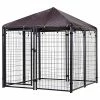 Mia's Pet Supply PawHut Lockable Dog House Kennel With Water-Resistant Roof For Small And Medium Sized Pets, 4.6' X 4.6' X 5'