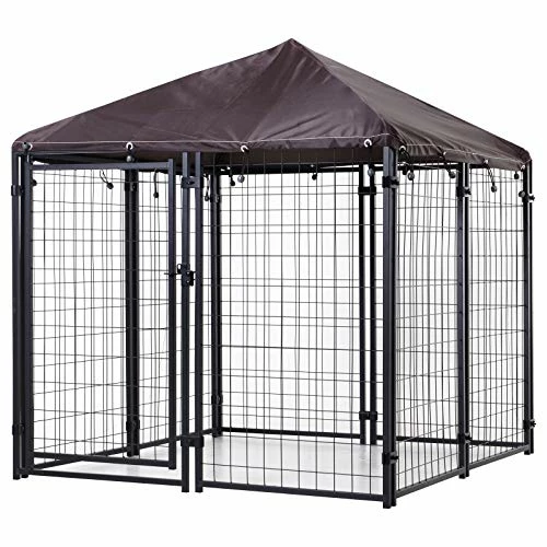 Deals ๐คฉ Mia's Pet Supply PawHut Lockable ๐ Dog House Kennel With Water-Resistant Roof For Small And Medium Sized Pets, 4.6' X 4.6' X 5' ๐ 1 Mia's Pet Supply PawHut Lockable Dog House Kennel With Water-Resistant Roof For Small And Medium Sized Pets, 4.6' X 4.6' X 5'