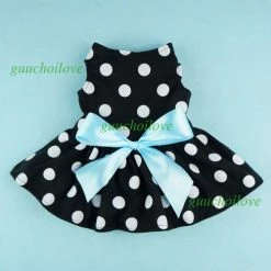 Mia's Pet Supply Fitwarm Cute Polka Dot Ribbon Dog Dress Dog Clothes Cozy Dog Shirt Pet Dress, Small Apparel