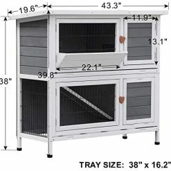 Mia's Pet Supply Lovupet 43inch 2-Story Elevated Stacked Outdoor Wooden Rabbit Hutch