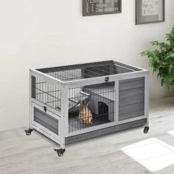 Mia's Pet Supply Rabbit Houses & Accessories PawHut Wooden Indoor Rabbit Hutch Elevated Cage Habitat