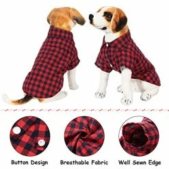 Mia's Pet Supply 4 Pieces Dog Plaid Shirt Breathable Dog T-Shirts Apparel