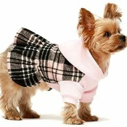 Mia's Pet Supply Apparel Fit Warm Knitted Plaid Dog Dress Hoodie Sweatshirts Pet Clothes