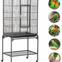 Mia's Pet Supply Topeakmart 53.7-inch Bird Cage With Stand Wrought Iron Construction Aviary & Perches