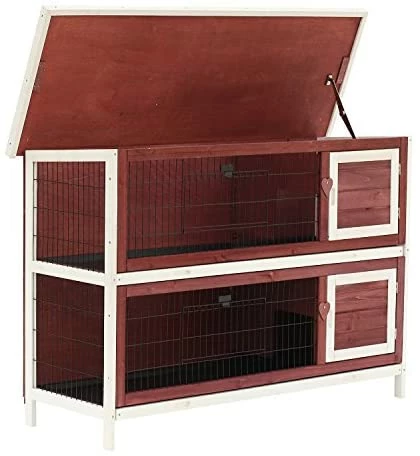 Buy 👏 Mia's Pet Supply PawHut 54" 2-Story Weatherproof Stackable Elevated Wooden Rabbit Hutch Rabbit Houses & Accessories 🎁 2 Mia's Pet Supply PawHut 54" 2-Story Weatherproof Stackable Elevated Wooden Rabbit Hutch Rabbit Houses & Accessories