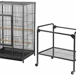 Mia's Pet Supply Topeakmart 53.7-inch Bird Cage With Stand Wrought Iron Construction Aviary & Perches