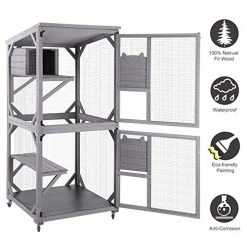 Mia's Pet Supply Aivituvin Cat Cage Wooden Indoor Outdoor Cat House Large Enclosure