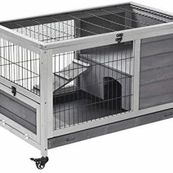 Mia's Pet Supply Rabbit Houses & Accessories PawHut Wooden Indoor Rabbit Hutch Elevated Cage Habitat