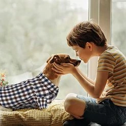 Mia's Pet Supply 4 Pieces Dog Plaid Shirt Breathable Dog T-Shirts Apparel