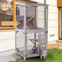 Mia's Pet Supply Aivituvin Cat Cage Wooden Indoor Outdoor Cat House Large Enclosure