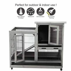 Mia's Pet Supply Rabbit Houses & Accessories Aivituvin Indoor And Outdoor Rabbit Hutch Wood House