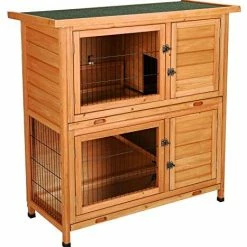 Mia's Pet Supply Rabbit Houses & Accessories 2 Story Outdoor Wooden Bunny Cage Rabbit Hutch